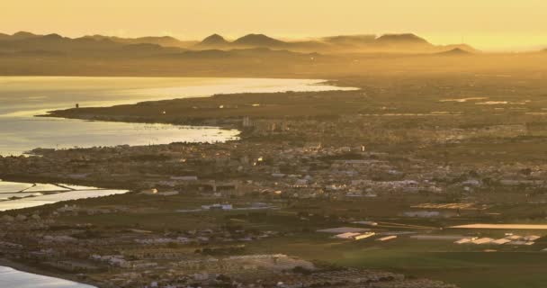 Luchtfoto Van Gouden Kust Costa Blanca Zonsondergang Spanje — Stockvideo