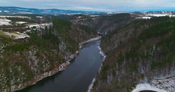 Truyere Nehri Fransa Nın Kış Manzarası — Stok video