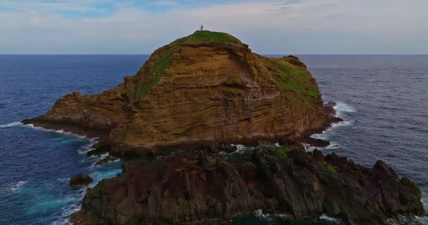 Vista Aérea Cidade Porto Moniz Ilha Madeira Oceano Atlântico Local — Vídeo de Stock