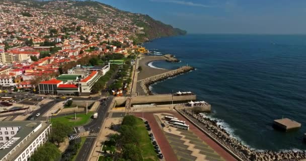 Vista Aérea Funchal Ciudad Más Grande Capital Isla Madeira — Vídeos de Stock