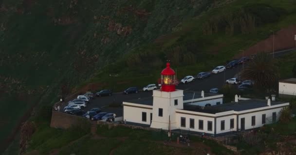 Veduta Aerea Del Faro Dal Drone Sulla Costa Occidentale Madeira — Video Stock