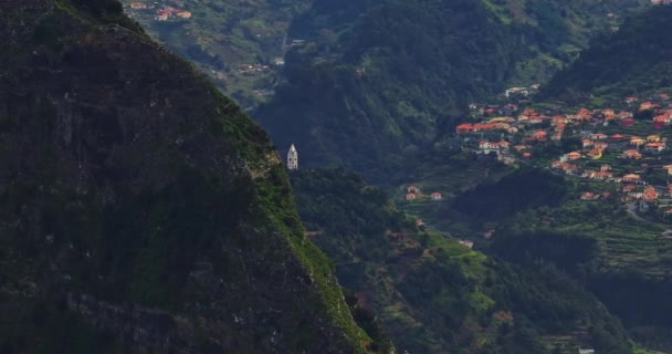 Uitzicht Vanuit Lucht Het Pittoreske Stadje Sao Vicente Het Eiland — Stockvideo