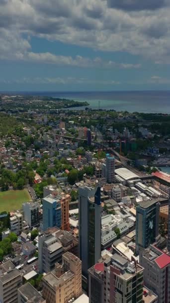 Повітряний Вид Порт Луїс Чудовий Сонячний День Столиця Острова Маврикій — стокове відео