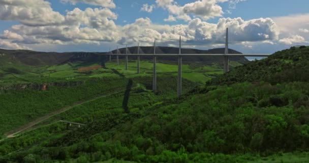Vista Aérea Viaducto Millau Bridge Francia — Vídeos de Stock