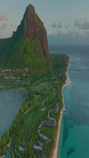 Bella Laguna Isola Mauritius Veduta Aerea Una Cascata Sottomarina Nell — Video Stock