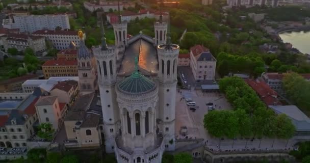 法国里昂第四主教座堂的空中景观 — 图库视频影像