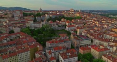 Tarihi şehir Lyon 'un hava manzarası. Lyon, Fransa 'nın manzara manzarası.