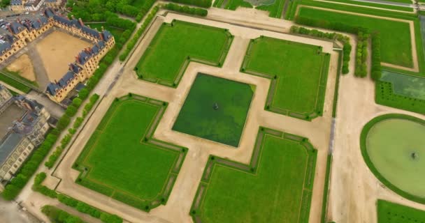Vista Aérea Castelo Real Medieval Fontainebleau França Castelo Fontainebleau Residência — Vídeo de Stock