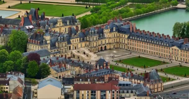 Letecký Pohled Středověký Památkový Královský Hrad Fontainebleau Francie Hrad Fontainebleau Videoklip