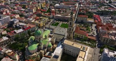 Pompei 'nin havadan görünüşü. Pompeii, İtalya 'da büyük ölçekli bir arkeoloji kompleksi olan büyük bir antik Roma kentidir..