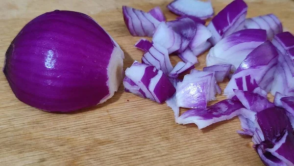 Red Fresh Onion Cut Food Cooking Vegetables High Quality Photo — Stock Photo, Image
