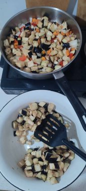  Patlıcan sebze, havuç sağlıklı yiyecek, bitki meyvesi, vejetaryen yemek. Yüksek kalite fotoğraf