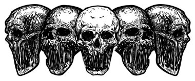 dövme sanat kafatası çizimi siyah ve beyaz
