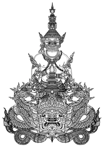 Татуировка Искусства Тайский Гигантский Шаблон Литература Рисование Эскиз Руки — стоковый вектор