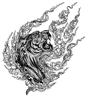 Dövme sanatı kaplan el çizimi ve çizimi