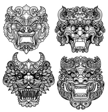 Dövme sanatı kaplan asyalı çizim ve çizim siyah beyaz