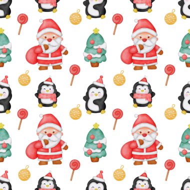 Suluboya tarzında kusursuz bir Noel deseni.