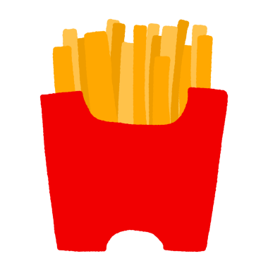 İçinde sarı patates kızartması olan kırmızı bir kap..