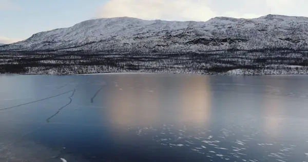 stock image Whispering Winter: Aerial View of Norways Frosty Fjord. High quality 4k footage