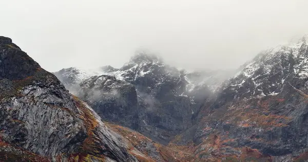 stock image Veiled Titans: Misty Mountain Faces of Lofoten, Norway. High quality 4k footage