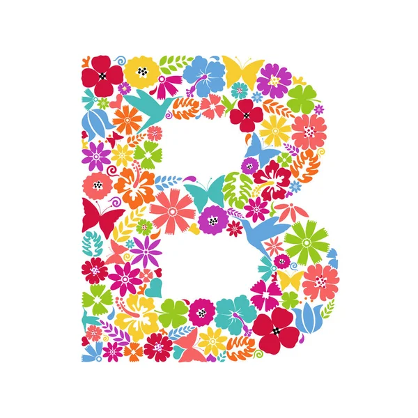 Αλφάβητο Σύμβολα Λουλουδιών Που Σχηματίζουν Γράμμα Floral Ornament Υπό Μορφή — Διανυσματικό Αρχείο