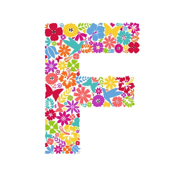 Květinová Abeceda Květinové Symboly Tvořící Písmeno Květinová Ozdoba Formě Písmene — Stockový vektor