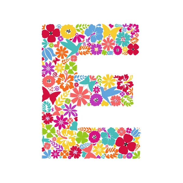 Αλφάβητο Σύμβολα Λουλουδιών Που Σχηματίζουν Γράμμα Floral Στολίδι Μορφή Γράμματος — Διανυσματικό Αρχείο