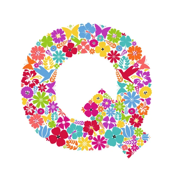 Αλφάβητο Σύμβολα Λουλουδιών Που Σχηματίζουν Γράμμα Floral Στολίδι Μορφή Γράμματος — Διανυσματικό Αρχείο