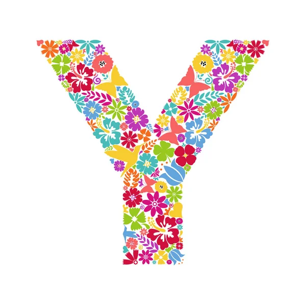 花的字母表组成字母Y的花卉符号以字母Y的形式装饰 — 图库矢量图片