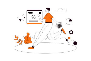 İndirimli ürünler, Business Flat Style Illustration