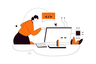 Bilgisayar Bilimi, Business Flat Stili İllüstrasyonu