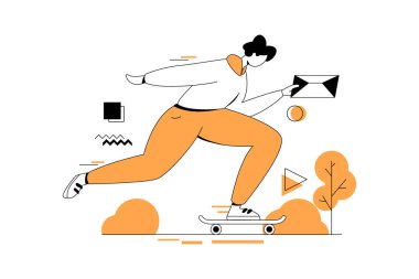 Postacı, Business Flat Style Illustration