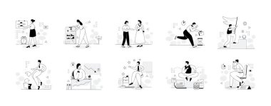 Ofis Vektörleri İllüstrasyon Düz Çizgisi