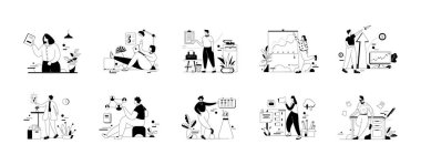 Ofis Vektörleri İllüstrasyon Düz Çizgisi