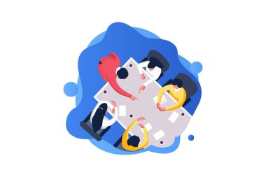 Pazarlama Ekibi Toplantısı, Vektör İş Pazarlama Çizgisi İllüstrasyonu