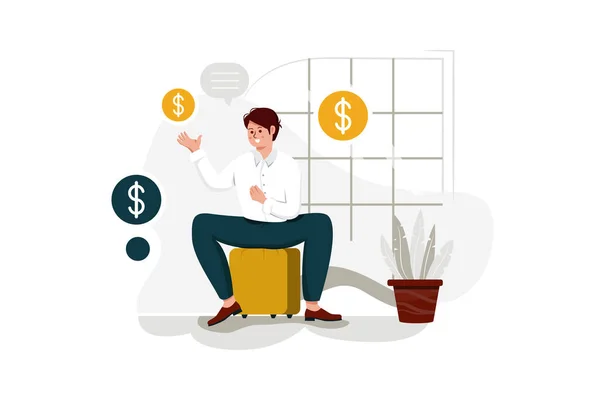 Finanzpersonal Vector Illustration Flach Vector Business Marketing Line Illustration Kit — Stockvektor