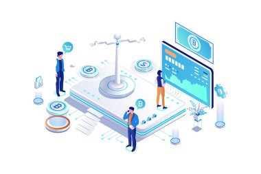 Bitcoin Para Biriminin Değeri - Isometric Vektörü