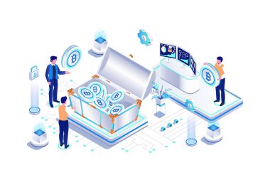 Bitcoin Kripto Para Birimi - Isometric Vektör