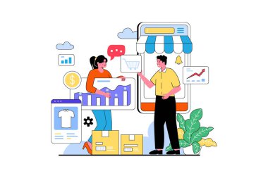 Mağaza satışları - Düz Vektör