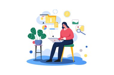 Belgeler Gönderiliyor ve İndiriliyor - Düz Vektör