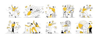 İş Vektörleri İllüstrasyon Düz Çizgisi