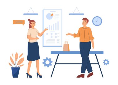 Global Business Chart, Düz vektör illüstrasyonu