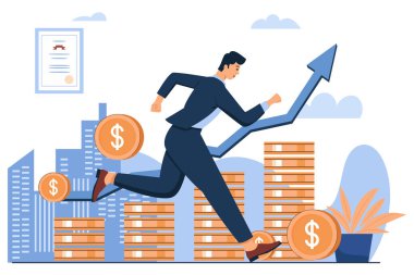 Gelir Büyütme Vektörü İllüstrasyon Düzlüğü