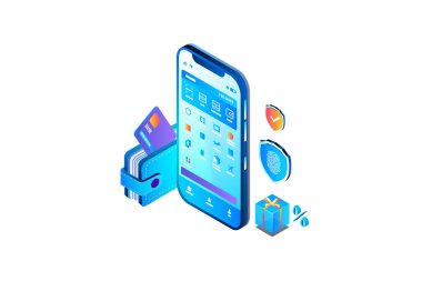 Vektör ödeme kartı izometrik