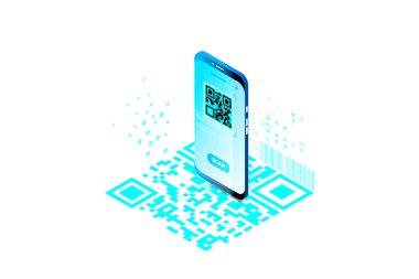 QR Uygulaması Isometric Düz Vektörü