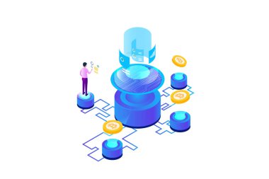 Isometric Bitcoin Kripto Para Birimi Düz Vektörü