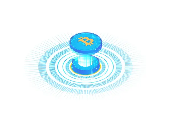 Bitcoin Isometric Cryptocurrency Flat Vector — Stock Vector