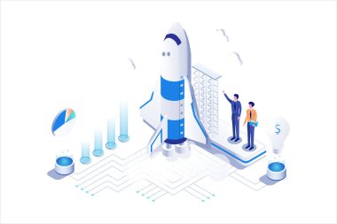 Girişim İşletmesi Isometric düz vektörü