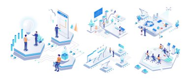 Isometric Business: Yatırım, Takım Çalışması, Strateji, Çözümler, Takım Toplantısı