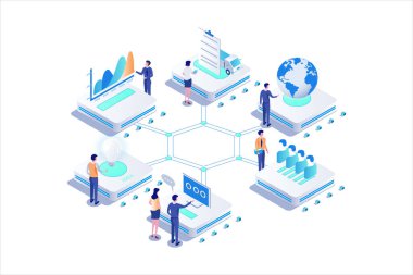 İş Modeli Isometric Vektör Kavramı